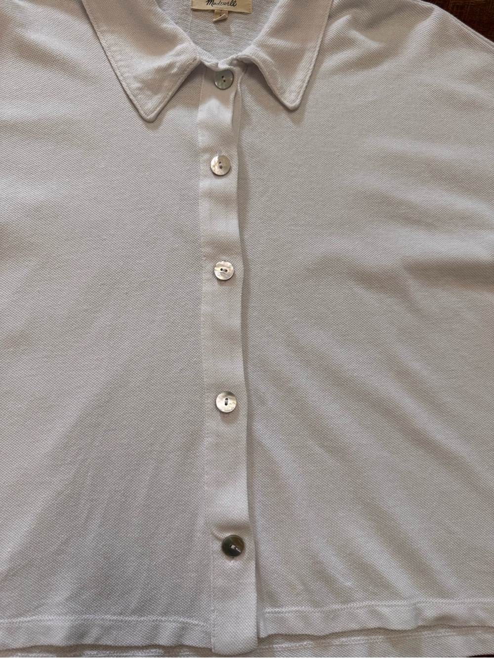 Madewell Hemp Cotton Button Front Collared Top Womens Medium Ivory Short Sleeve - Picture 2 of 7